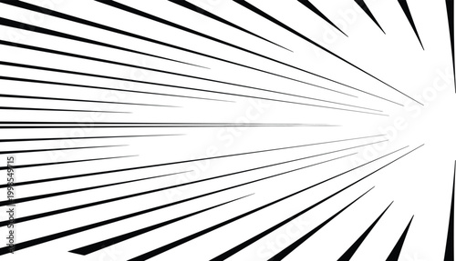 Motion lines converge toward the right side of the frame to emphasize velocity and a sense of forward momentum in a classic manga style.