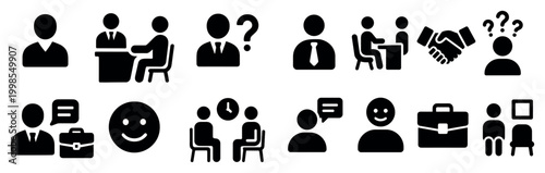 Business icons with people handshake meeting silhouettes