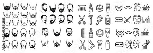 Male beard styles and grooming tools