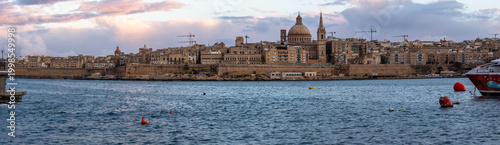 waterfront of Valletta at sunset 