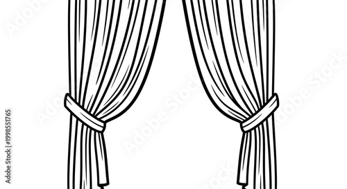 Drapery, Curtains, Interior Design, Window Treatment, Vector Illustration