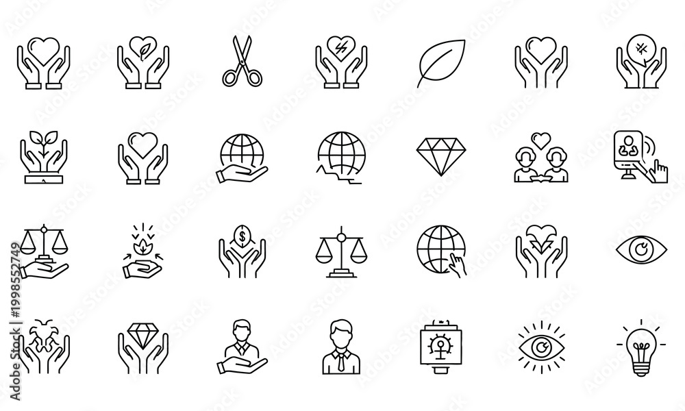 Fototapeta premium Hand gestures and symbolic representations a collection of line art icons and silhouettes