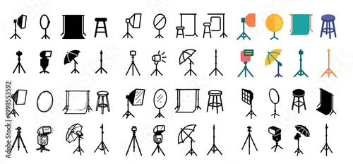 Photography equipment outline set