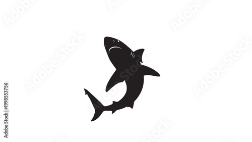 Shark fin silhouette icon with stylized black shape for premium nautical branding and ocean themed design projects featuring marine life, sea