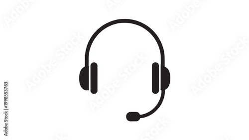 Headset icon with microphone for customer support and call center service communication app interface design featuring helpline, operator, audio with