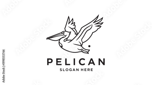 Eagle bird logo with premium line art wings and beak, bold black silhouette for sports and modern branding design featuring mascot, outdoor, hunting