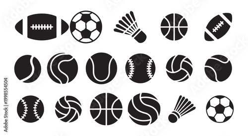 Selection of various sports equipment balls and shuttlecocks.