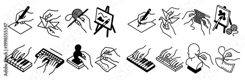 Creative icons with hand paint knit piano outline