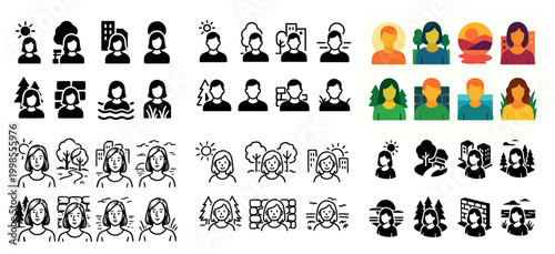Diverse human icons in various styles