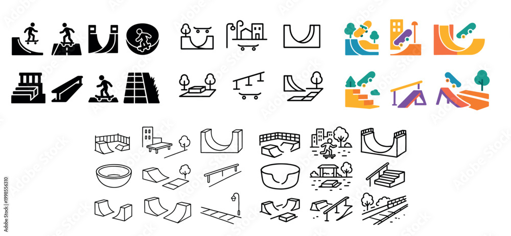 Naklejka premium Skatepark icons and design elements