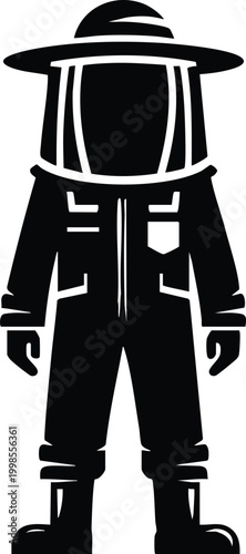 A professional beekeeper wearing protective gear and a veil vector illustration