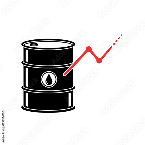 Oil Barrel with Upward Trend Line Graph Symbolizing Rising Oil Prices and Energy Market Growth