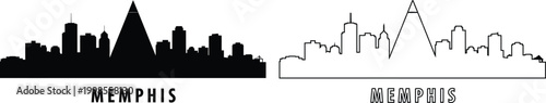 Memphis skyline silhouette a black and white urban landscape representation