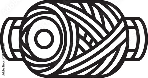 Professional Warp Beam Vector Icon with Tightly Coiled Yarn for Textile Manufacturing, Weaving Loom Designs, Fabric Production, 3D Printing Filament, Industrial Automation, Smart Textile