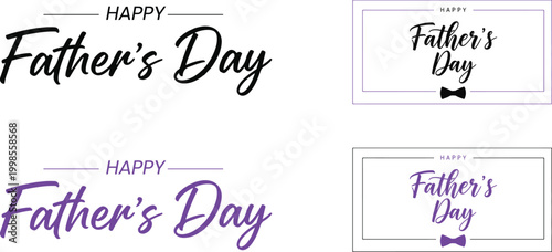 Happy father's day calligraphy with bow ties festive greeting card design