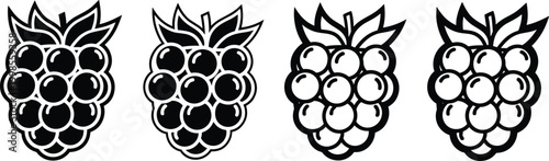 Four blackberry vector icons set. simple flat berry fruit for healthy food, jam, juice, or dessert designs.