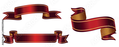 Canvas-taulu Red gold award ribbon banners for text