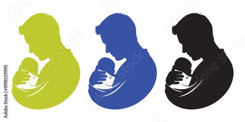 Mother and baby silhouettes in vibrant colors a study of parental love