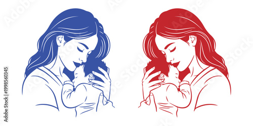 Dual portrait two women in contrasting colors reflecting symmetry and emotional depth