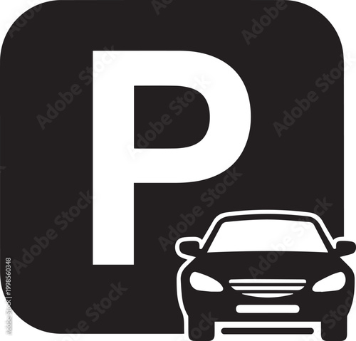 Parking sign with car silhouette a clear indication of available parking space