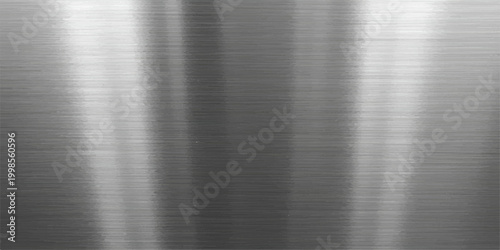 A polished stainless steel plate featuring a brushed metal texture with a shiny grey industrial surface and metallic silver reflections for a sleek aluminum backdrop design