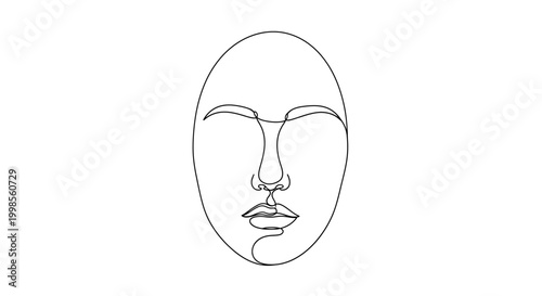 Minimalist Continuous Line Art Drawing of a Female Face Profile