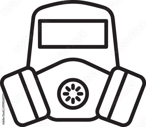 Professional Welding Respirator with Exhalation Valve Vector Icon – Essential PPE for Industrial Safety, Construction, Manufacturing, and Hazardous Material Handling – Clear Visual for OSHA