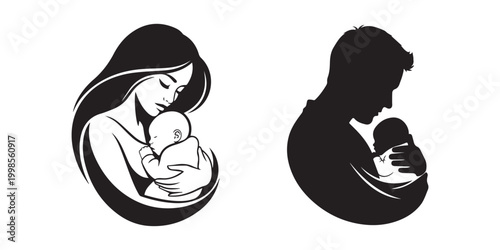 Mother and child a silhouette of nurturing and love