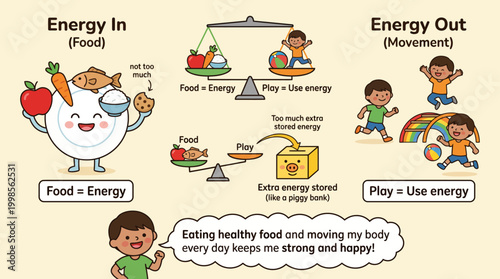 Understanding the balance between energy input from food and energy output from movement for