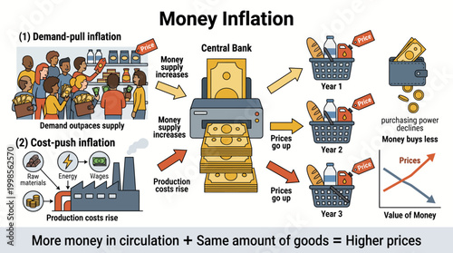 Visual Explanation of Monetary Inflation Dynamics and Economic Consequences