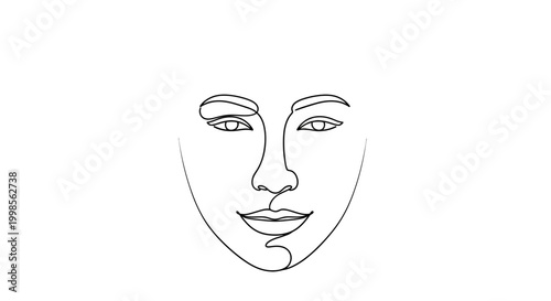 Minimalist one line drawing of a woman's face, abstract portrait, continuous line art