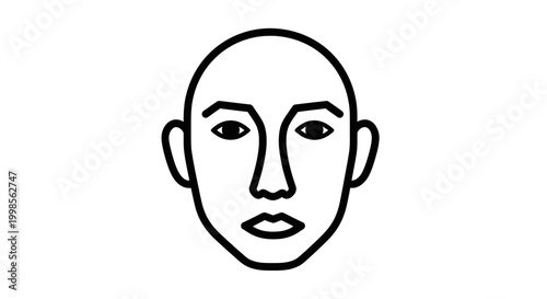 Minimalist Outline Drawing of a Human Face