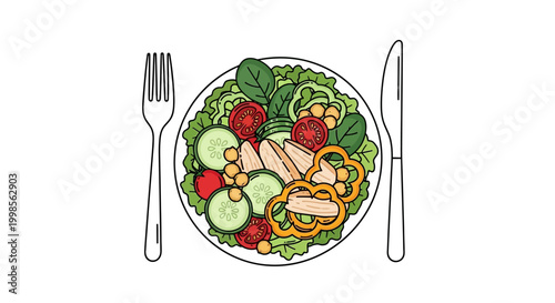 Mixed greens salad with vegetables.