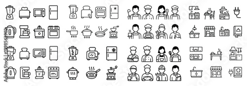 Kitchen appliances and chef icons collection