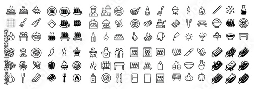 Barbecue icons collection in black and white