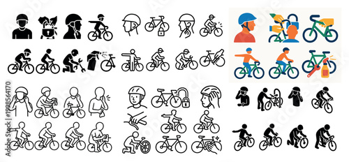 Various bicycle icons and illustrations
