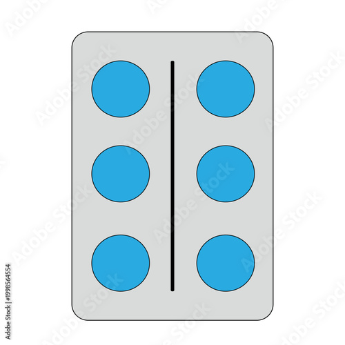 Blue tablets in a blister pack, on a white background