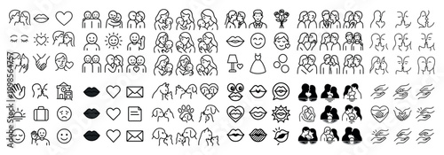 Diverse icons of couples and symbols