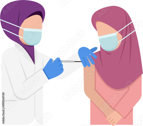 Hijab Doctor Administering Vaccine To Patient