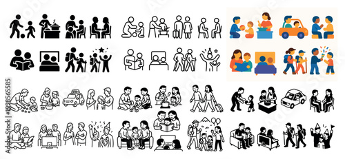 Diverse family activities and daily interactions