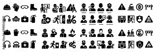 Safety icons collection: equipment, roles, warnings