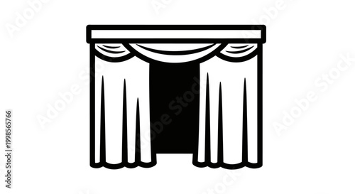Theater Stage Curtain Icon, Entertainment, Performance, Drama, Opening