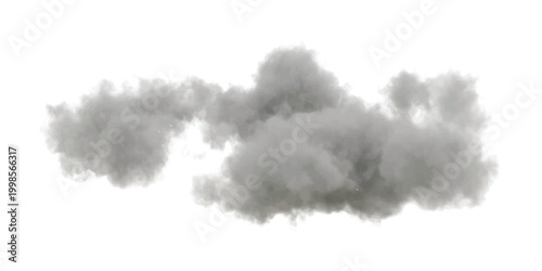 Single dark grey fluffy storm cloud floating in the sky