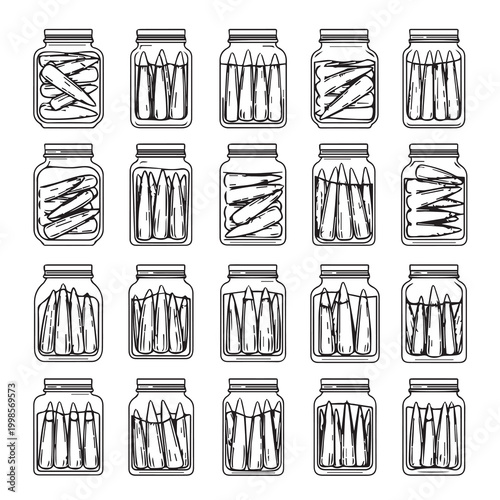 Preserved Sardines in Glass Jars Collection for Food Industry Packaging Design