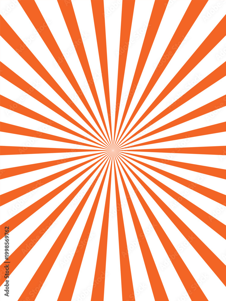 Obraz premium Orange and white radial striped pattern with central focal point