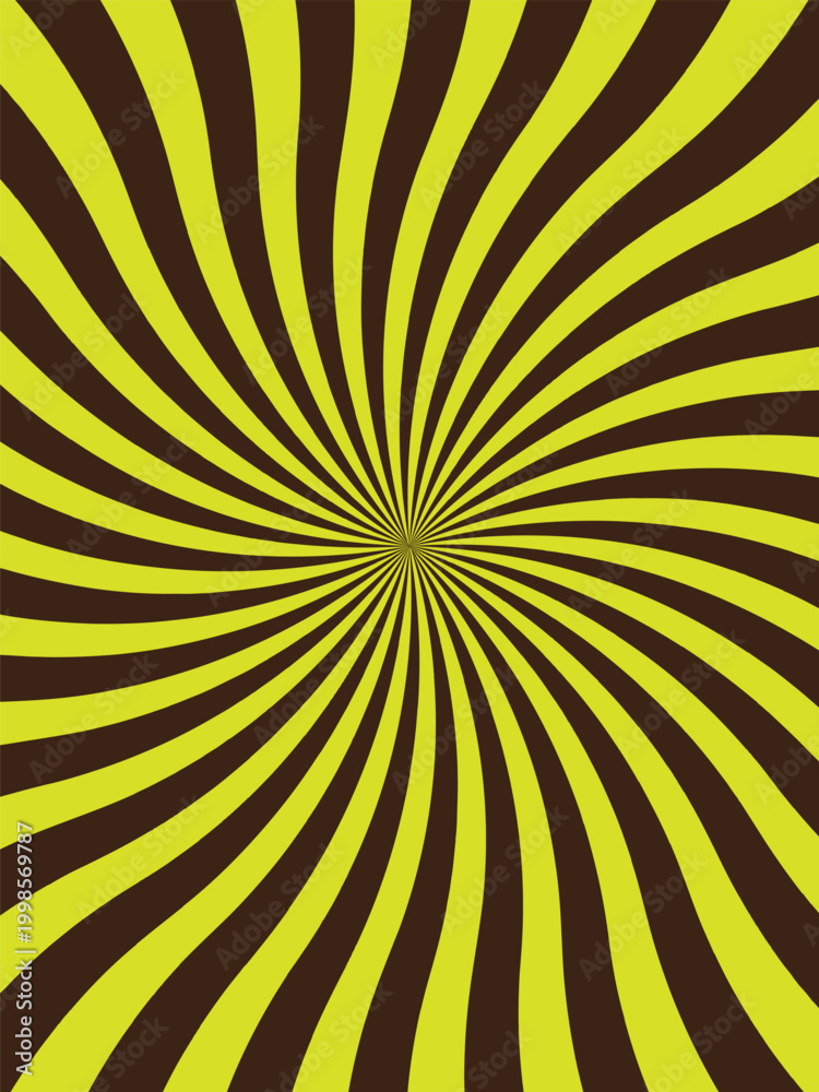 Obraz premium Hypnotic spiral pattern with yellow and black stripes radiating