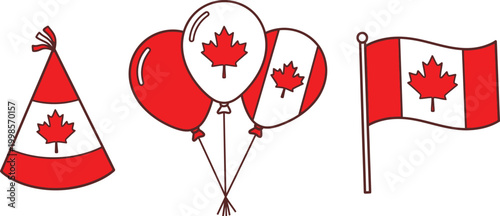 Canada day celebration balloons party hat flag patriotic symbols