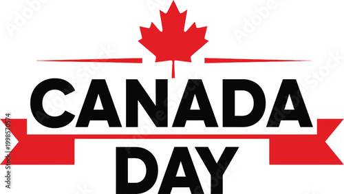 Canada day celebration vibrant maple leaf and festive text design