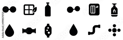 Household icons with bottle valve pipe minimal