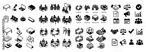 Diverse meeting icons collection for various settings
